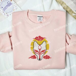 Kitsune Fox Mask Anime Embroidered Shirt 2 Kitsune Fox Mask Anime Embroidered Shirt 1