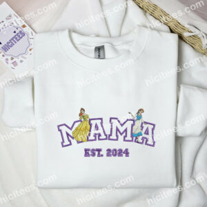 Belle Est.2024 Embroidered Shirt Disney Princess Embroidered Hoodie Mothers Day Gift Ideas 3