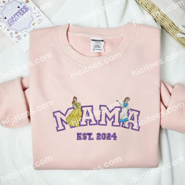 Belle Est.2024 Embroidered Shirt, Disney Princess Embroidered Hoodie, Mother’s Day Gift Ideas