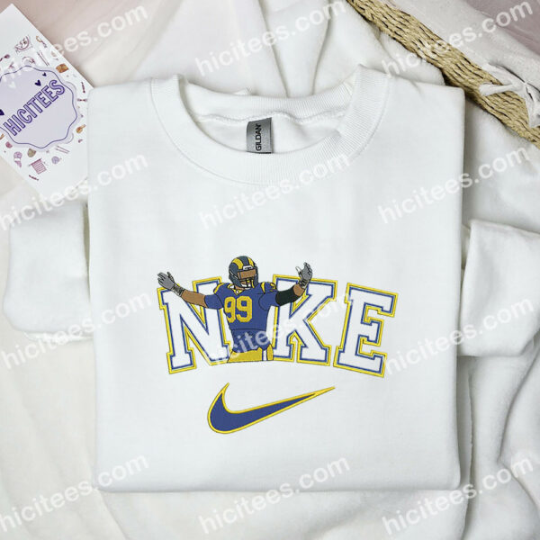 Aaron Donald Embroidered Shirt, NFL Sports Embroidered Hoodie, Celebrity Embroidered Sweatshirt