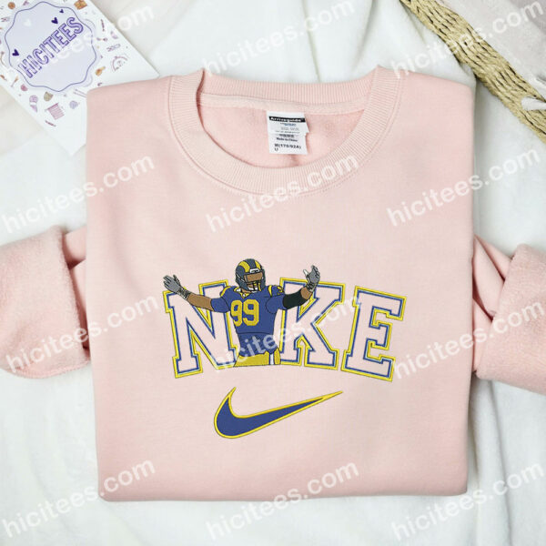 Aaron Donald Embroidered Shirt, NFL Sports Embroidered Hoodie, Celebrity Embroidered Sweatshirt