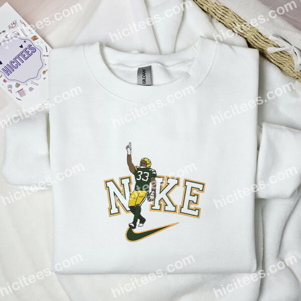 Aaron Jones Embroidered Shirt, NFL Sports Embroidered Hoodie, Celebrity Embroidered Sweatshirt