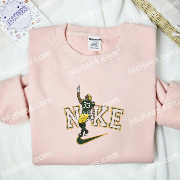 Aaron Jones Embroidered Shirt, NFL Sports Embroidered Hoodie, Celebrity Embroidered Sweatshirt