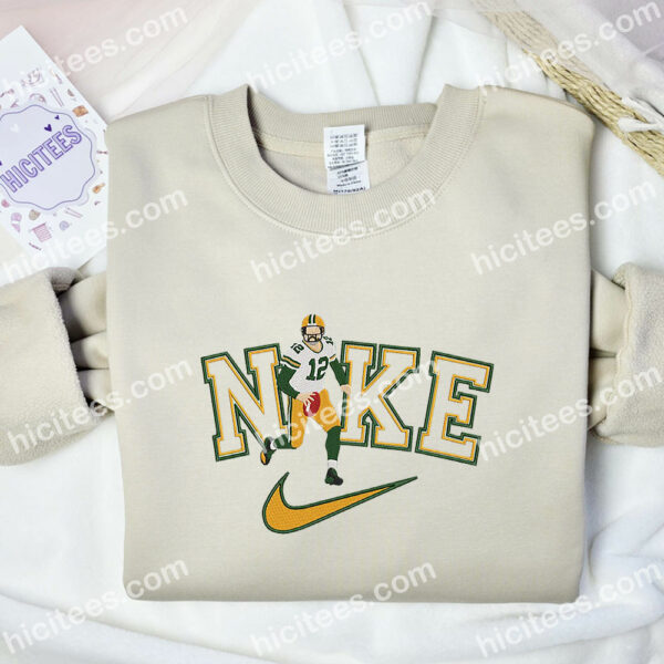 Aaron Rodgers Embroidered Shirt, NFL Sports Embroidered Hoodie, Celebrity Embroidered Sweatshirt
