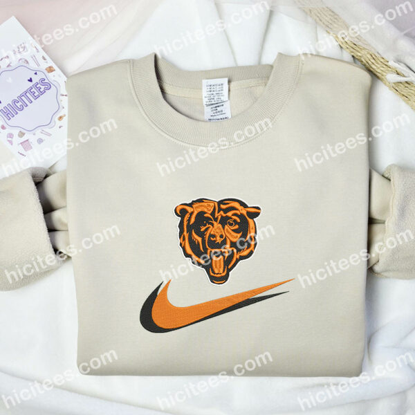 Chicago Bears Logo Embroidered Hoodie, NFL Sports Embroidered Sweatshirt, Best Fandom Gift Ideas