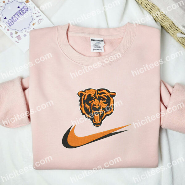 Chicago Bears Logo Embroidered Hoodie, NFL Sports Embroidered Sweatshirt, Best Fandom Gift Ideas