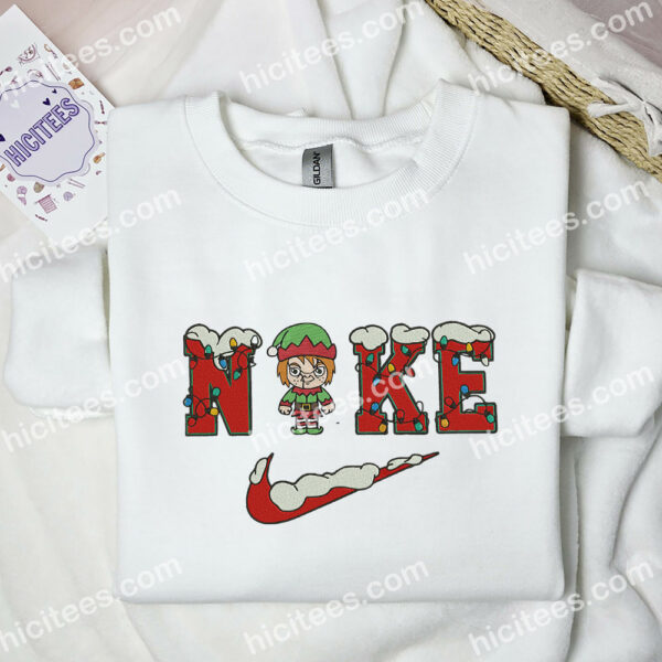 Chucky Chibi Embroidered Shirt, Movie Embroidered Hoodie, Christmas Embroidered Sweatshirt