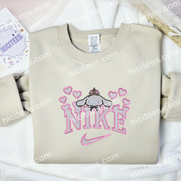 Cinnamoroll Hearts Embroidered Hoodie, Cartoon Embroidered Sweatshirt, Valentine Embroidered Shirt