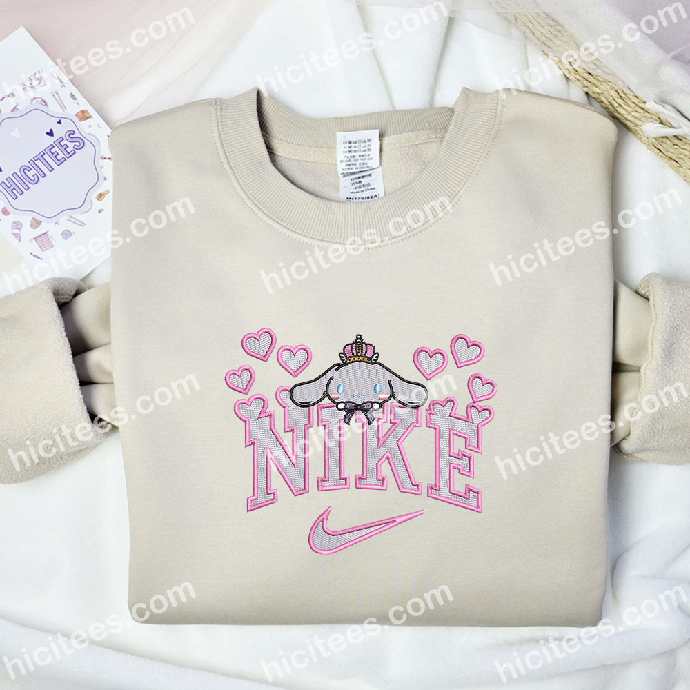 Cinnamoroll Hearts Embroidered Hoodie, Cartoon Embroidered Sweatshirt, Valentine Embroidered Shirt Cinnamoroll Hearts Embroidered Hoodie, Cartoon Embroidered Sweatshirt, Valentine Embroidered Shirt