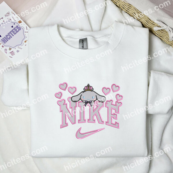 Cinnamoroll Hearts Embroidered Hoodie, Cartoon Embroidered Sweatshirt, Valentine Embroidered Shirt