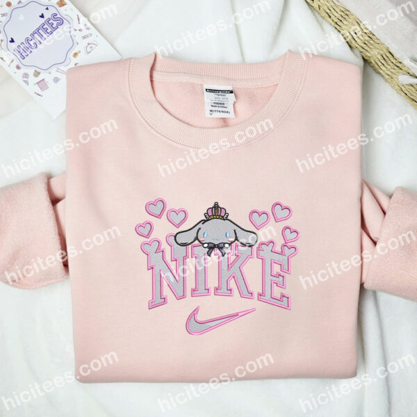 Cinnamoroll Hearts Embroidered Hoodie, Cartoon Embroidered Sweatshirt, Valentine Embroidered Shirt