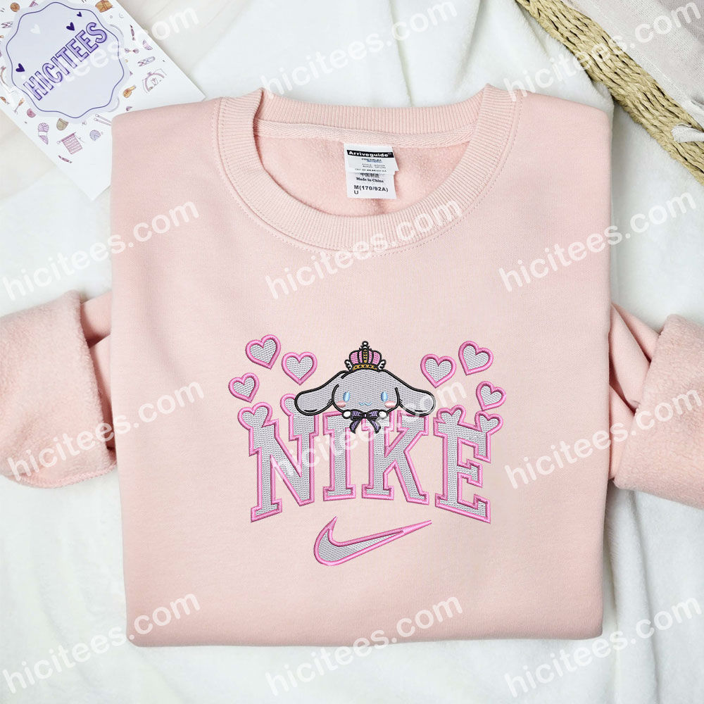 Cinnamoroll Hearts Embroidered Hoodie, Cartoon Embroidered Sweatshirt, Valentine Embroidered Shirt Cinnamoroll Hearts Embroidered Hoodie, Cartoon Embroidered Sweatshirt, Valentine Embroidered Shirt