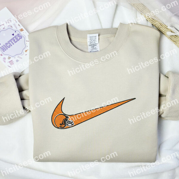 Cleveland Browns Embroidered Sweatshirt, NFL Sports Embroidered Hoodie, Best Fandom Gift Ideas