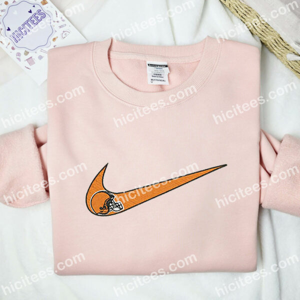 Cleveland Browns Embroidered Sweatshirt, NFL Sports Embroidered Hoodie, Best Fandom Gift Ideas