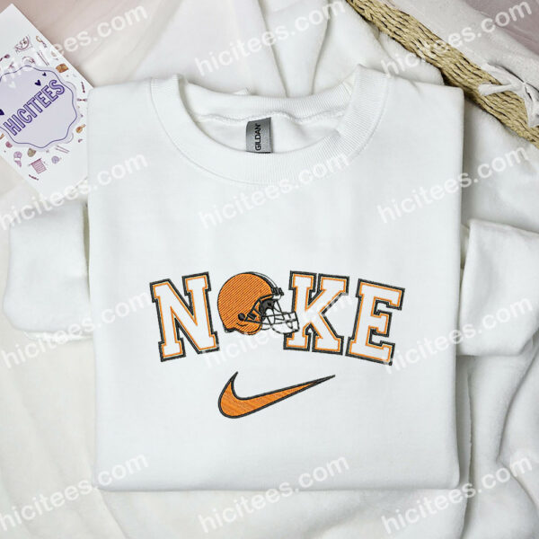 Cleveland Browns Helmet Embroidered Hoodie, NFL Sports Embroidered Shirt, Brand Embroidered Hoodie