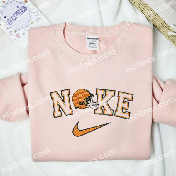 Cleveland Browns Helmet Embroidered Hoodie, NFL Sports Embroidered Shirt, Brand Embroidered Hoodie