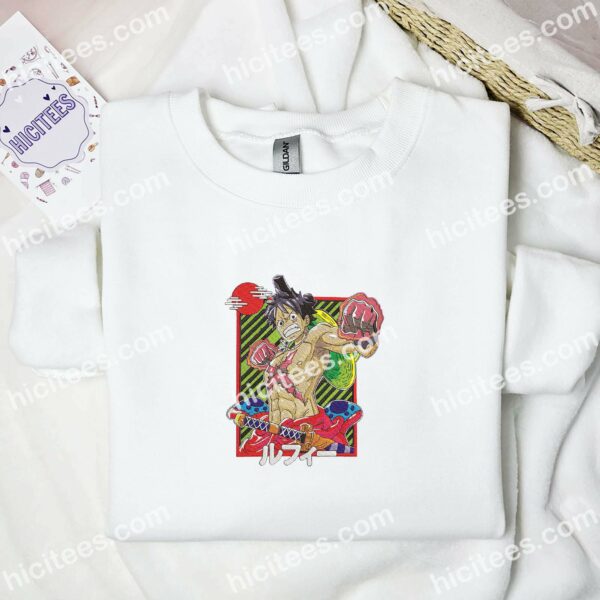 Luffy Red Punch One Piece Anime Embroidered Shirt