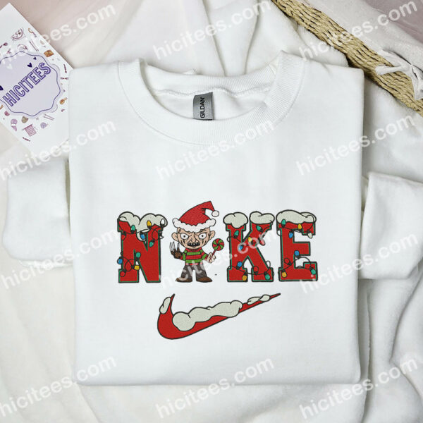 Freddy Krueger Chibi Embroidered Shirt, Movie Embroidered Hoodie, Christmas Embroidered Sweatshirt