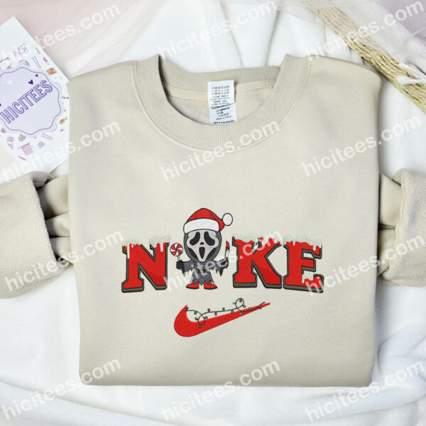 Ghostface Chibi Embroidered Shirt, Movie Embroidered Hoodie, Christmas Embroidered Sweatshirt