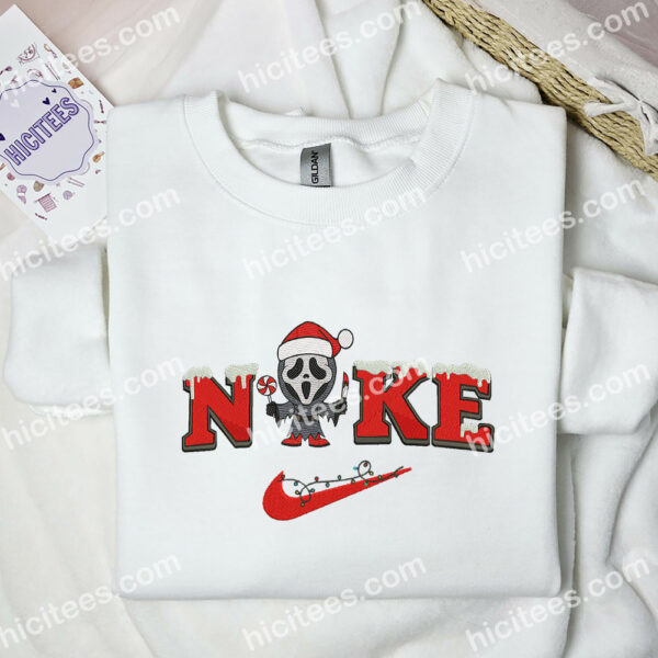 Ghostface Chibi Embroidered Shirt, Movie Embroidered Hoodie, Christmas Embroidered Sweatshirt