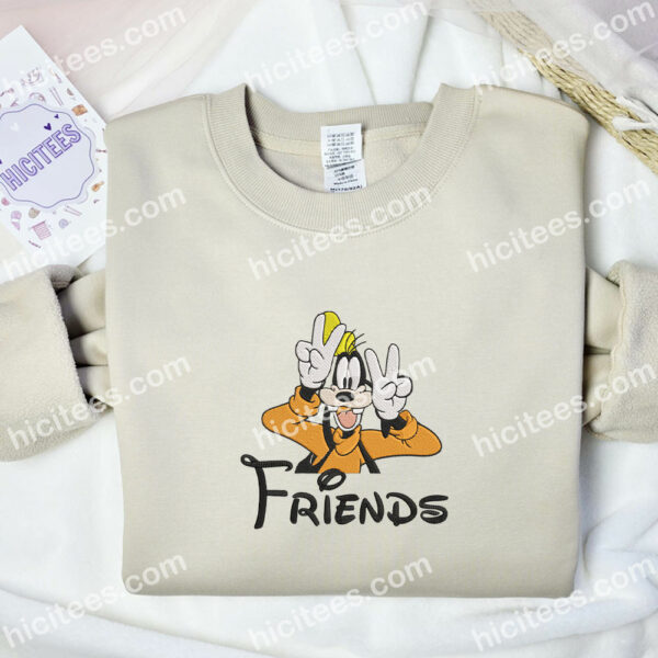 Goofy Best Friend Embroidered Shirt, Disney Characters Embroidered Sweatshirt, Cartoon Embroidered Hoodie
