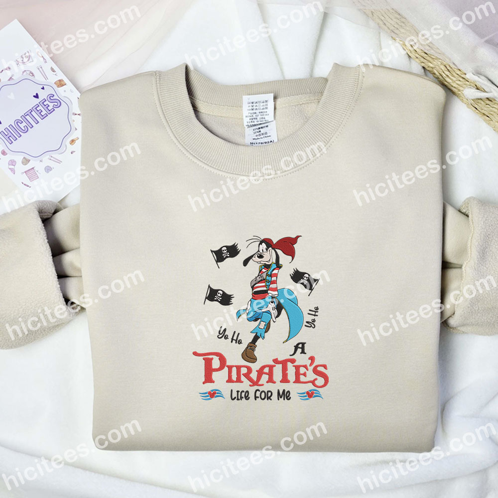 Goofy Pirate Embroidered Hoodie, Cartoon Embroidered Sweatshirt, Disney Characters Embroidered Shirt Goofy Pirate Embroidered Hoodie, Cartoon Embroidered Sweatshirt, Disney Characters Embroidered Shirt