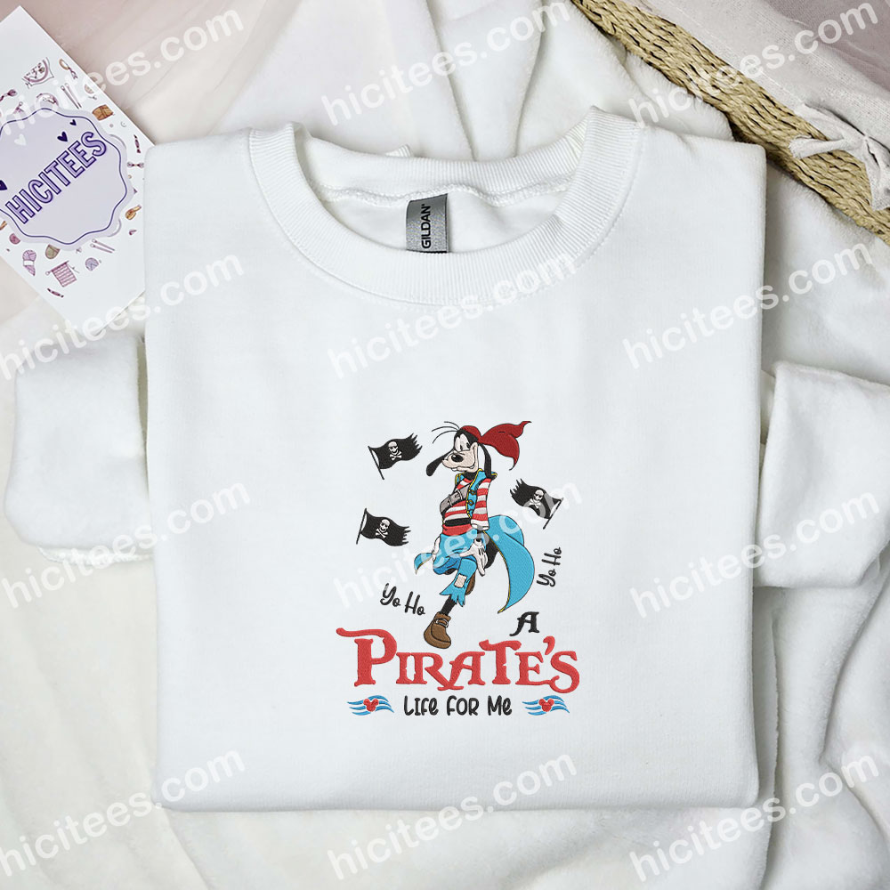 Goofy Pirate Embroidered Hoodie, Cartoon Embroidered Sweatshirt, Disney Characters Embroidered Shirt Goofy Pirate Embroidered Hoodie, Cartoon Embroidered Sweatshirt, Disney Characters Embroidered Shirt