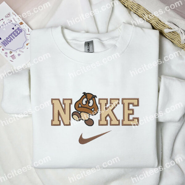 Goomba Embroidered Hoodie, Super Mario Embroidered Sweatshirt, Video Game Characters Embroidered Shirt