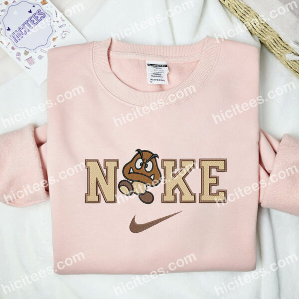 Goomba Embroidered Hoodie, Super Mario Embroidered Sweatshirt, Video Game Characters Embroidered Shirt