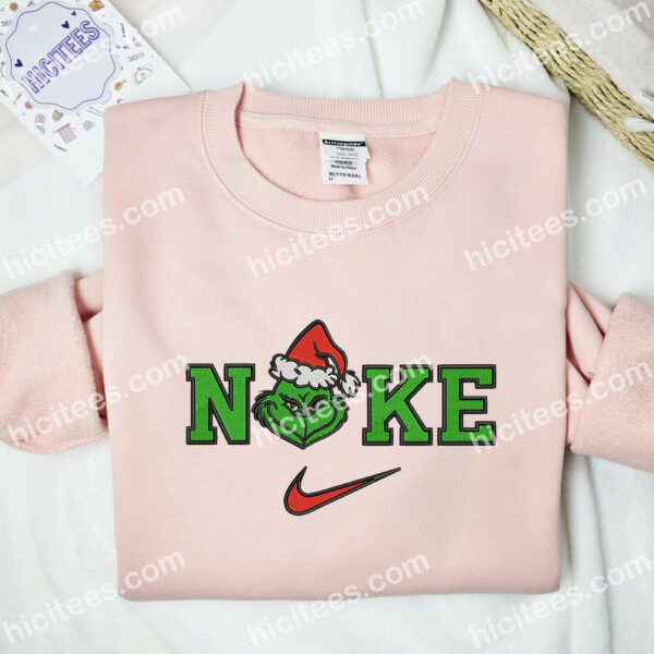 Grinch Face Embroidered Shirt, Movie Embroidered Hoodie, Christmas Embroidered Sweatshirt