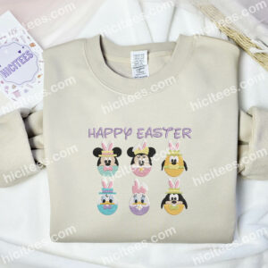 Happy Easter Embroidered Hoodie Disney Characters Embroidered Sweatshirt Easter Day Embroidered Shirt 3