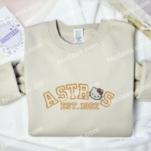 Hello Kitty Astros Est 1962 Embroidered Shirt Sanrio Cartoon Embroidered Hoodie Best Gift Idea 2