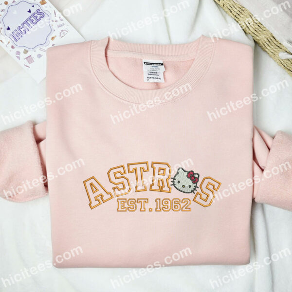 Hello Kitty Astros Est 1962 Embroidered Shirt, Sanrio Cartoon Embroidered Hoodie, Best Gift Idea