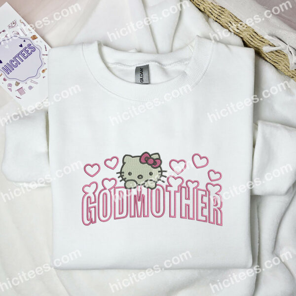 Hello Kitty Godmother Embroidered Hoodie, Cartoon Embroidered Sweatshirt, Best Gift Ideas