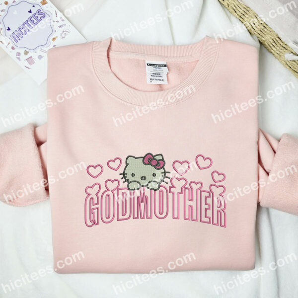 Hello Kitty Godmother Embroidered Hoodie, Cartoon Embroidered Sweatshirt, Best Gift Ideas