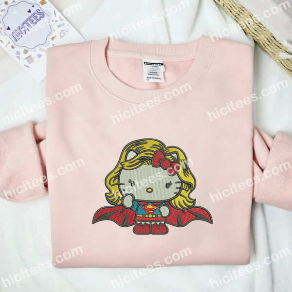 Hello Kitty Super Girl Embroidered Shirt, Marvel Embroidered Sweatshirt, Movie Embroidered Hoodie