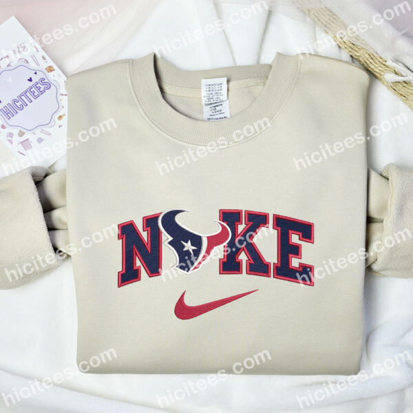 Houston Texans Embroidered Shirt, NFL Football Embroidered Sweatshirt, Sports Embroidered Hoodie