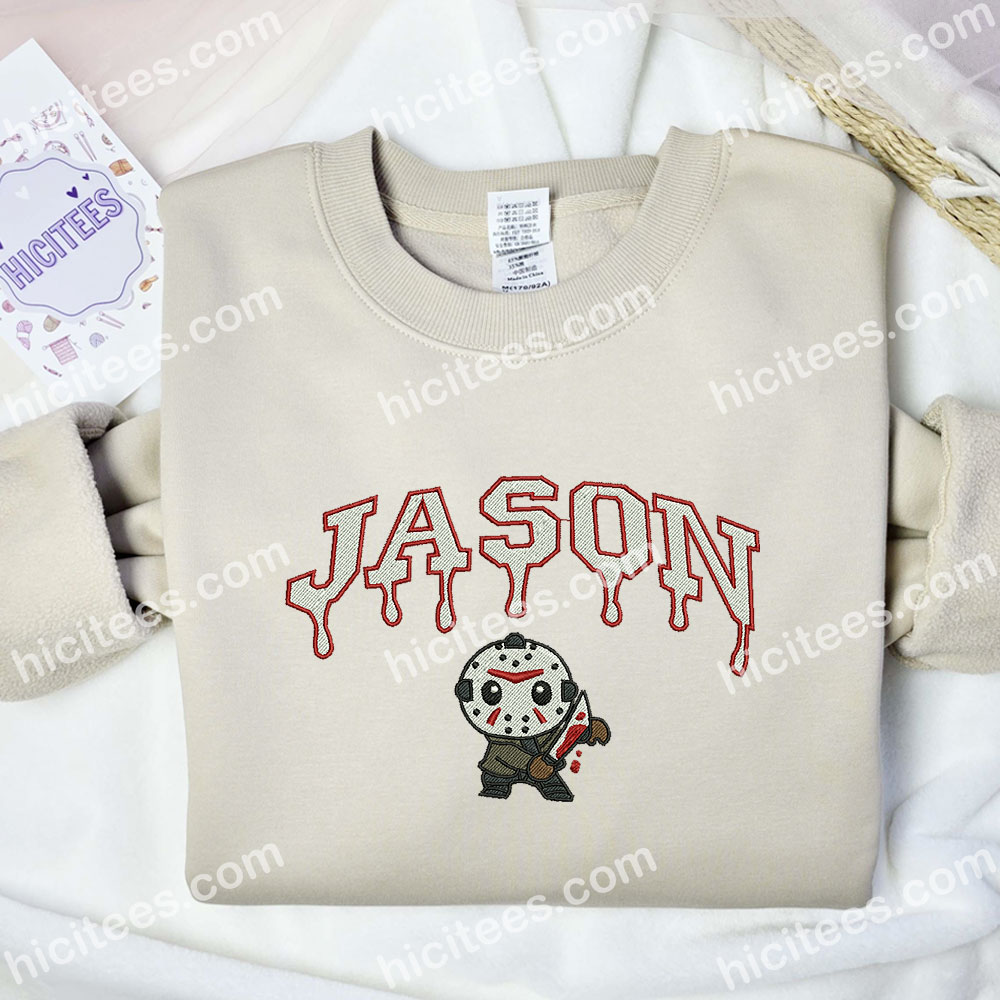 Jason Voorhees Chibi Embroidered Hoodie, Horror Movie Embroidered Sweatshirt, Halloween Embroidered Shirt Jason Voorhees Chibi Embroidered Hoodie, Horror Movie Embroidered Sweatshirt, Halloween Embroidered Shirt