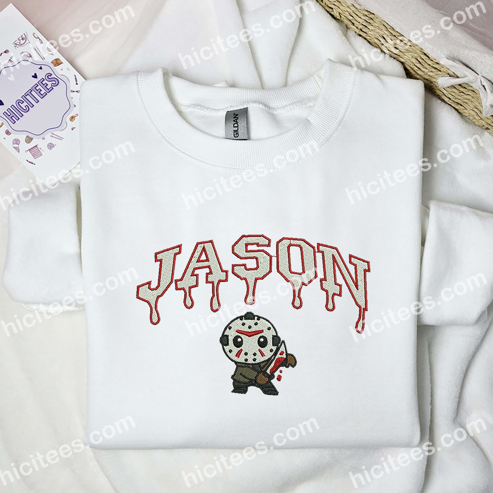 Jason Voorhees Chibi Embroidered Hoodie, Horror Movie Embroidered Sweatshirt, Halloween Embroidered Shirt Jason Voorhees Chibi Embroidered Hoodie, Horror Movie Embroidered Sweatshirt, Halloween Embroidered Shirt