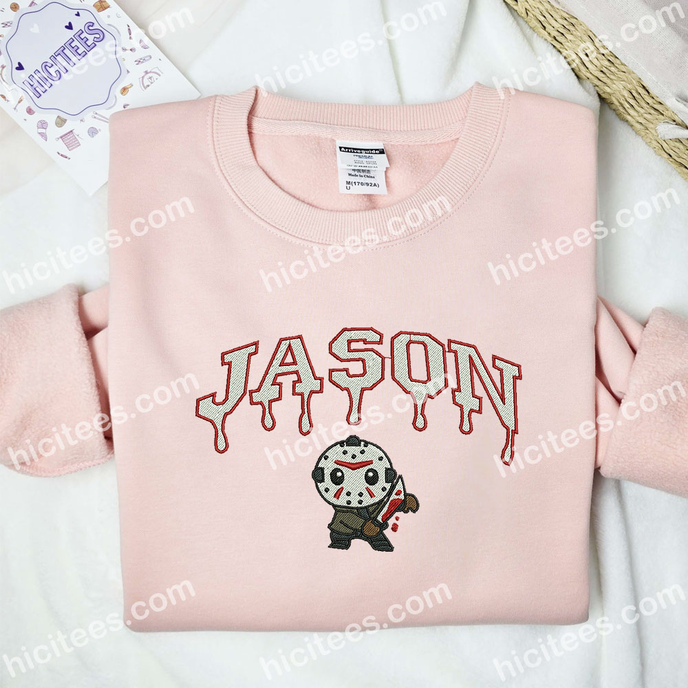 Jason Voorhees Chibi Embroidered Hoodie, Horror Movie Embroidered Sweatshirt, Halloween Embroidered Shirt Jason Voorhees Chibi Embroidered Hoodie, Horror Movie Embroidered Sweatshirt, Halloween Embroidered Shirt