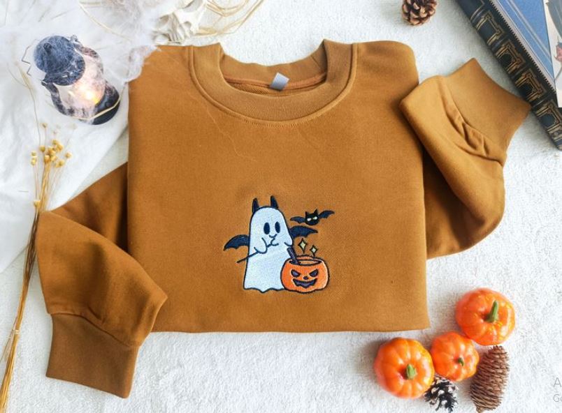 Embroidered Halloween Sweatshirt