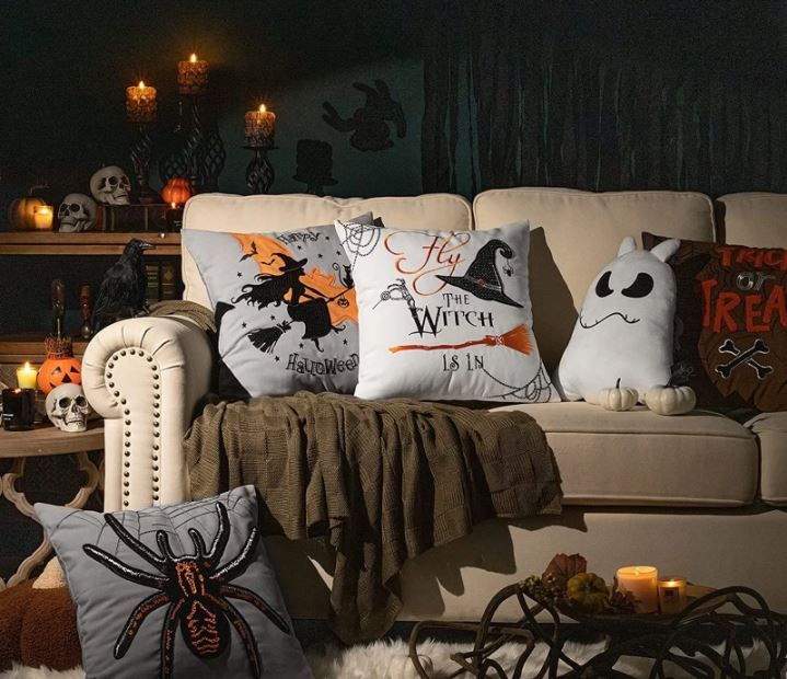 Pillow Covers with Halloween Embroidery