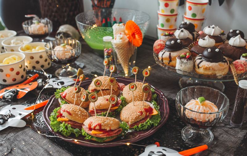 Halloween Party with Food and Drinks